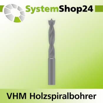 Systemshop24 VHM Holzspiralbohrer S10mm SL40mm D10mm AL90mm GL130mm RL