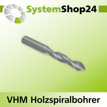 Systemshop24 VHM Holzspiralbohrer S10mm SL40mm D9mm AL90mm GL130mm RL