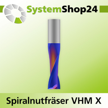 Systemshop24 VHM Extreme Spiralnutfräser Z2 S8mm D8mm AL32mm GL80mm RL-RD / positiv / Up Cut