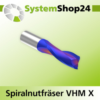 Systemshop24 VHM Extreme Spiralnutfräser Z2 S10mm D10mm AL52mm GL100mm RL-RD / positiv / Up Cut