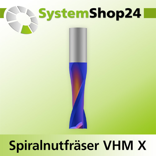 Systemshop24 VHM Extreme Spiralnutfräser Z2 S16mm D16mm AL72mm GL120mm RL-RD / positiv / Up Cut