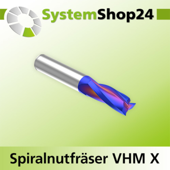 Systemshop24 VHM Extreme Spiralnutfräser Z3 S12mm D12mm AL52mm GL100mm RL-RD / positiv / Up Cut
