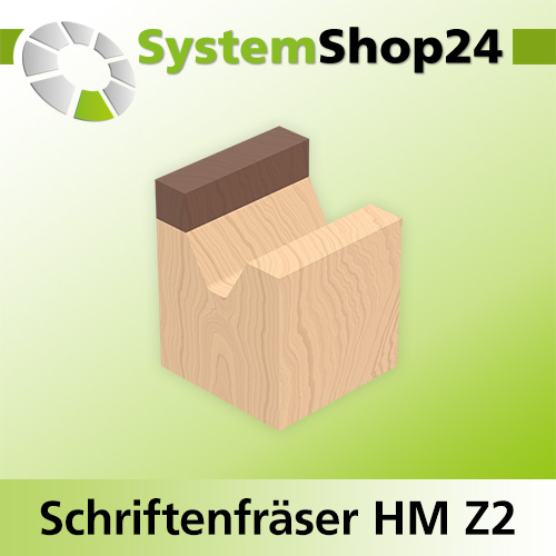 Systemshop24 Schriftenfräser mit Achswinkel und Kugellager am Schaft HM Z2 D28mm AL19mm (3/4") 60° GL67mm S8mm RL