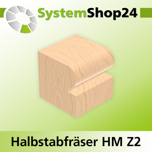 Systemshop24 Halbstabfräser mit Kugellager HM Z2 D28,6mm (1 1/8") AL22,2mm (7/8") R6,4mm (1/4") GL67mm S8mm RL