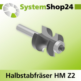 Systemshop24 Halbstabfräser mit Kugellager HM Z2 D28,6mm (1 1/8") AL22,2mm (7/8") R6,4mm (1/4") GL67mm S8mm RL