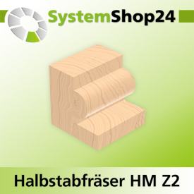 Systemshop24 Halbstabfräser mit Kugellager HM Z2 D28,6mm (1 1/8") AL22,2mm (7/8") R6,4mm (1/4") GL67mm S8mm RL