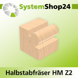 Systemshop24 Halbstabfräser mit Kugellager HM Z2 D28,6mm (1 1/8") AL22,2mm (7/8") R6,4mm (1/4") GL67mm S8mm RL