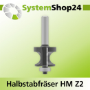 Systemshop24 Halbstabfräser mit Kugellager HM Z2 D28,6mm (1 1/8) AL22,2mm (7/8) R6,4mm (1/4) GL67mm S8mm RL