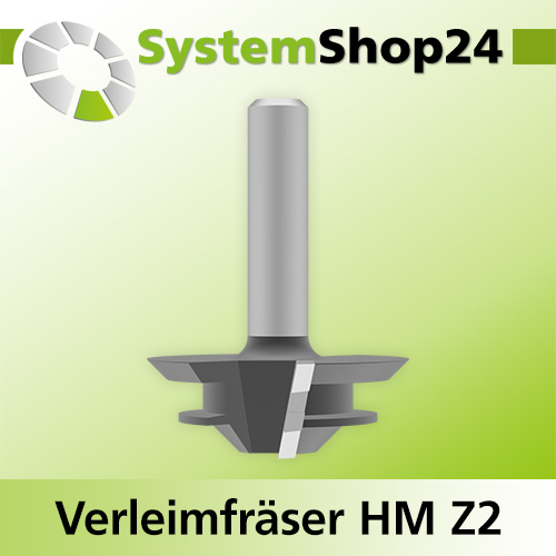 Systemshop24 Gehrungsverleimfräser für 90° Winkel mit Achswinkel HM Z2 D38,1mm (1 1/2") AL12,7mm (1/2") 45° GL46,7mm S8mm RL