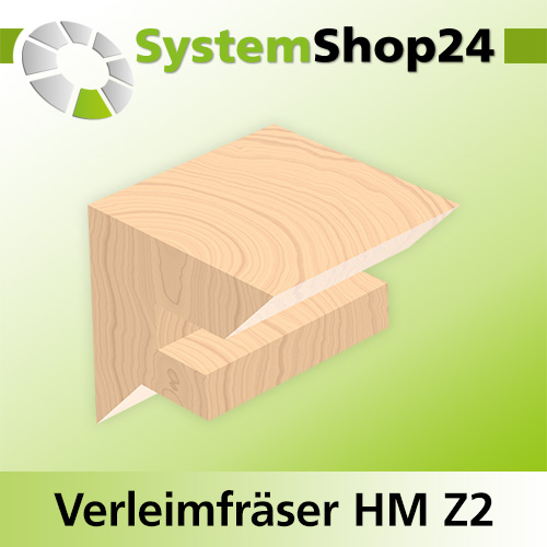 Systemshop24 Gehrungsverleimfräser für 90° Winkel mit Achswinkel HM Z2 D38,1mm (1 1/2") AL12,7mm (1/2") 45° GL46,7mm S8mm RL