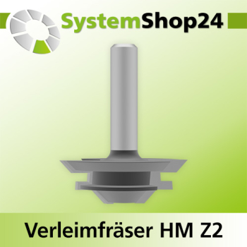 Systemshop24 Gehrungsverleimfräser für 90° Winkel mit Achswinkel HM Z2 D38,1mm (1 1/2") AL12,7mm (1/2") 45° GL46,7mm S8mm RL