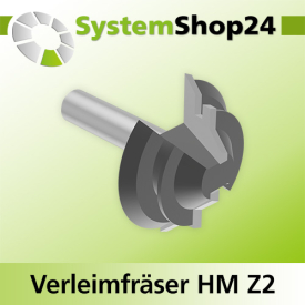 Systemshop24 Gehrungsverleimfräser für 90° Winkel mit Achswinkel HM Z2 D38,1mm (1 1/2") AL12,7mm (1/2") 45° GL46,7mm S8mm RL