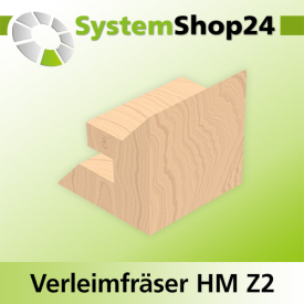 Systemshop24 Gehrungsverleimfräser für 90° Winkel mit Achswinkel HM Z2 D38,1mm (1 1/2") AL12,7mm (1/2") 45° GL46,7mm S8mm RL