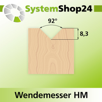 Systemshop24 Wendemesser HM L12mm B12mm D1,5mm 92°