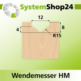 Systemshop24 Wendemesser HM L12mm B12mm D1,5mm R15mm