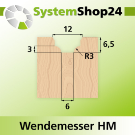 Systemshop24 Wendemesser HM L12mm B12mm D1,5mm R3mm