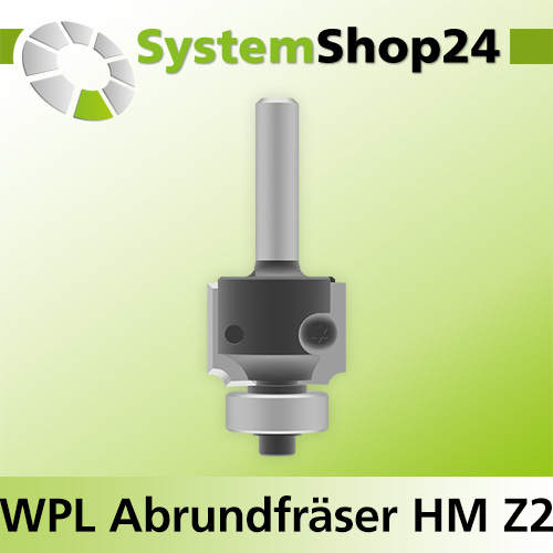 Systemshop24 Wendeplatten-Abrundfräser mit Kugellager Z2 D25,4mm (1") AL19,5mm R2mm GL69mm S8mm RL