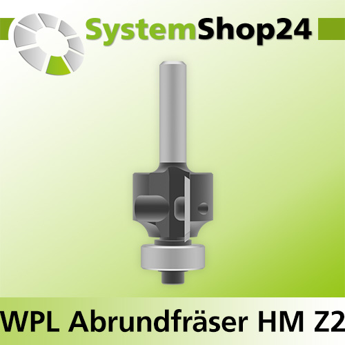 Systemshop24 Wendeplatten-Abrundfräser mit Kugellager Z2 D25,4mm (1") AL19,5mm R2mm GL69mm S8mm RL