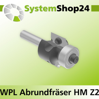 Systemshop24 Wendeplatten-Abrundfräser mit Kugellager Z2 D25,4mm (1") AL19,5mm R2mm GL69mm S8mm RL