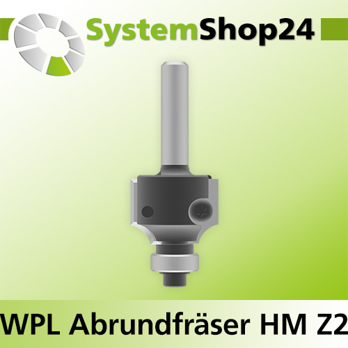 Systemshop24 Wendeplatten-Abrundfräser mit Kugellager Z2 D25,4mm (1") AL19,5mm R5mm GL69mm S8mm RL
