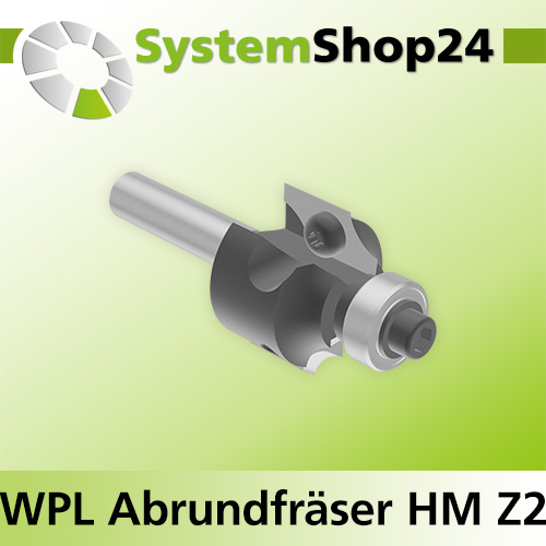 Systemshop24 Wendeplatten-Abrundfräser mit Kugellager Z2 D25,4mm (1") AL19,5mm R5mm GL69mm S8mm RL