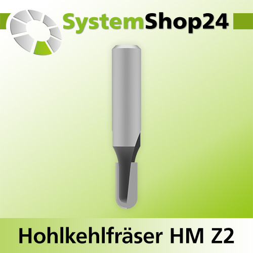 Systemshop24 Hohlkehlfräser HM Z2 D6mm AL12,7mm (1/2") R3mm GL44,7mm S8mm RL