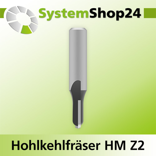 Systemshop24 Hohlkehlfräser HM Z2 D6mm AL12,7mm (1/2") R3mm GL44,7mm S8mm RL