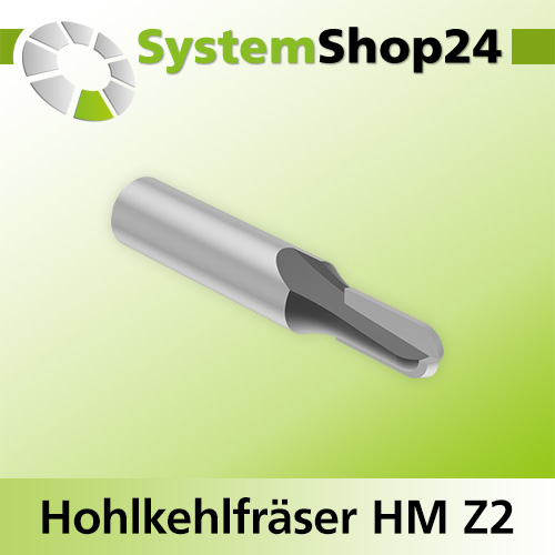 Systemshop24 Hohlkehlfräser HM Z2 D6mm AL12,7mm (1/2") R3mm GL44,7mm S8mm RL