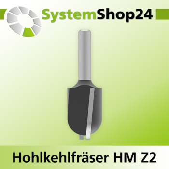 Systemshop24 Hohlkehlfräser mit Achswinkel HM Z2 D25,4mm (1") AL20mm R12,7mm (1/2") GL54mm (2 1/8") S8mm RL
