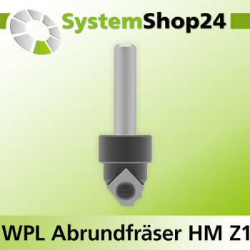 Systemshop24 Wendeplatten-Abrund- und Viertelstabfräser Z1 D17mm AL6,5mm R3mm GL59,5mm S8mm RL