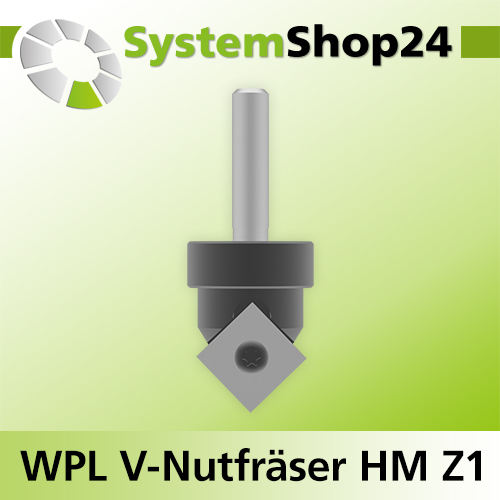 Systemshop24 Wendeplatten-V-Nut- und Schriftenfräser Z1 D24mm AL11mm 92° GL70mm S8mm RL