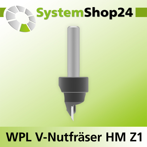 Systemshop24 Wendeplatten-V-Nut- und Schriftenfräser Z1 D24mm AL11mm 92° GL70mm S8mm RL