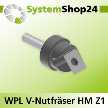 Systemshop24 Wendeplatten-V-Nut- und Schriftenfräser Z1 D24mm AL11mm 92° GL70mm S8mm RL