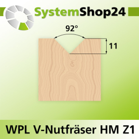 Systemshop24 Wendeplatten-V-Nut- und Schriftenfräser Z1 D24mm AL11mm 92° GL70mm S8mm RL