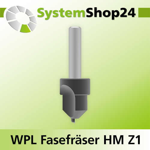 Systemshop24 Wendeplatten-Fasefräser Z1 D18mm AL19,5mm 45° GL62mm S8mm RL