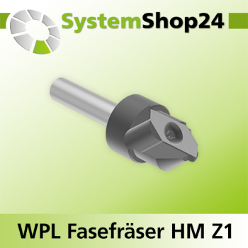 Systemshop24 Wendeplatten-Fasefräser Z1 D18mm AL19,5mm 45° GL62mm S8mm RL