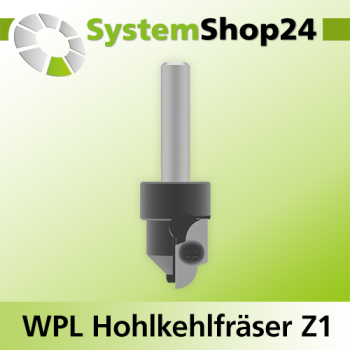 Systemshop24 Wendeplatten-Hohlkehlfräser Z1 D18mm AL19,5mm R6mm GL62mm S8mm RL