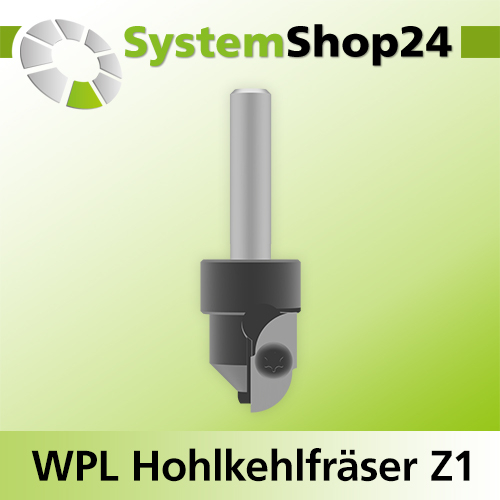 Systemshop24 Wendeplatten-Hohlkehlfräser Z1 D18mm AL19,5mm R8mm GL62mm S8mm RL