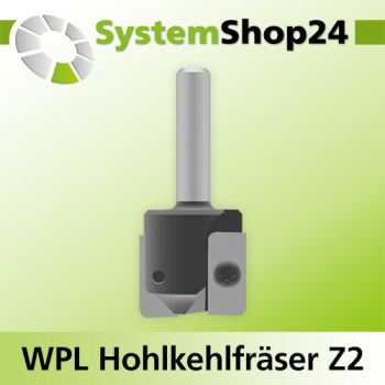 Systemshop24 Wendeplatten-Hohlkehlfräser Z2 D25,4mm (1") AL19,5mm R2mm GL58mm S8mm RL