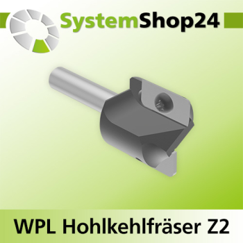Systemshop24 Wendeplatten-Hohlkehlfräser Z2 D25,4mm (1") AL19,5mm R2mm GL58mm S8mm RL