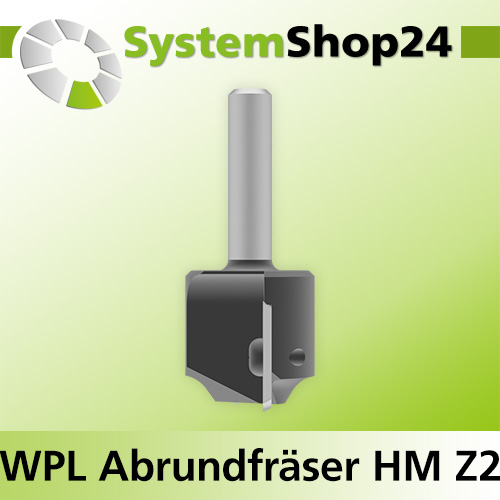 Systemshop24 Wendeplatten-Abrund- und Viertelstabfräser Z2 D25,4mm (1") AL19,5mm R2mm GL58mm S8mm RL