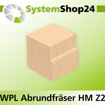 Systemshop24 Wendeplatten-Abrund- und Viertelstabfräser Z2 D25,4mm (1") AL19,5mm R5mm GL58mm S8mm RL