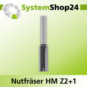 Systemshop24 Nutfräser HM Z2+1 D12mm AL32mm GL70mm S8mm RL