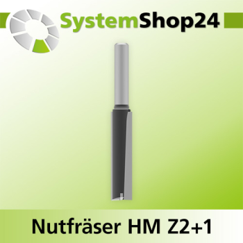 Systemshop24 Nutfräser HM Z2+1 D12mm AL50mm GL90mm S8mm RL
