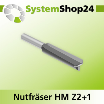 Systemshop24 Nutfräser HM Z2+1 D12mm AL50mm GL90mm S8mm RL