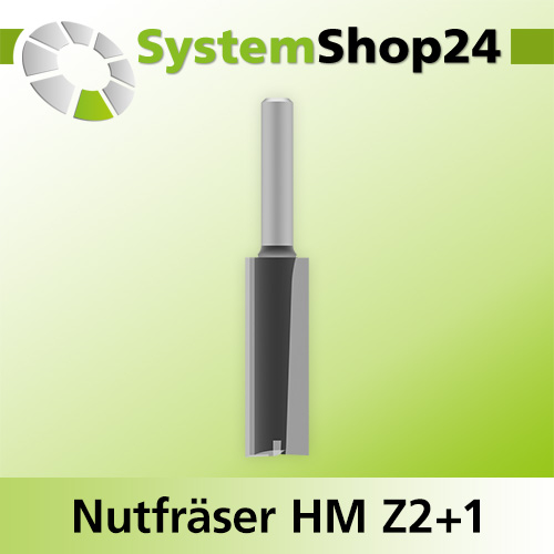 Systemshop24 Nutfräser HM Z2+1 D16mm AL38mm GL90mm S8mm RL