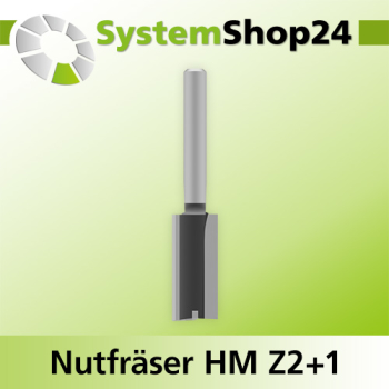 Systemshop24 Nutfräser HM Z2+1 D18mm AL38mm GL90mm S8mm RL