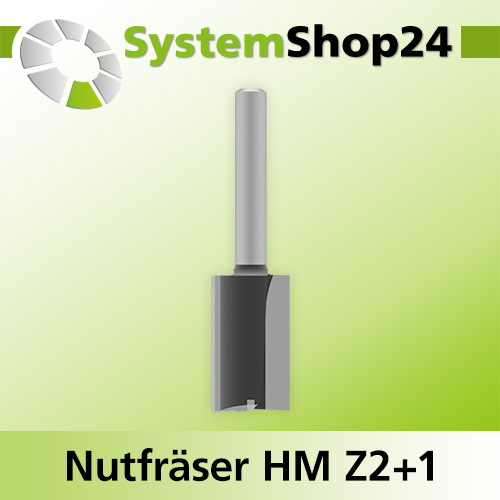 Systemshop24 Nutfräser HM Z2+1 D22mm AL38mm GL90mm S8mm RL