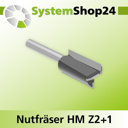 Systemshop24 Nutfräser HM Z2+1 D22mm AL38mm GL90mm S8mm RL