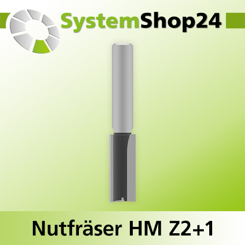 Systemshop24 Nutfräser HM Z2+1 D15mm AL38mm GL90mm S12mm RL